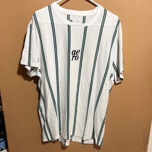Aeropostale White Tee with Green Stripes